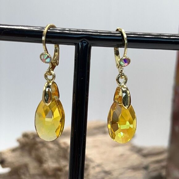 Kirks Folly Autumn Goddess Tears Drill Drop Lever Back Retired Earrings - Picture 8 of 8